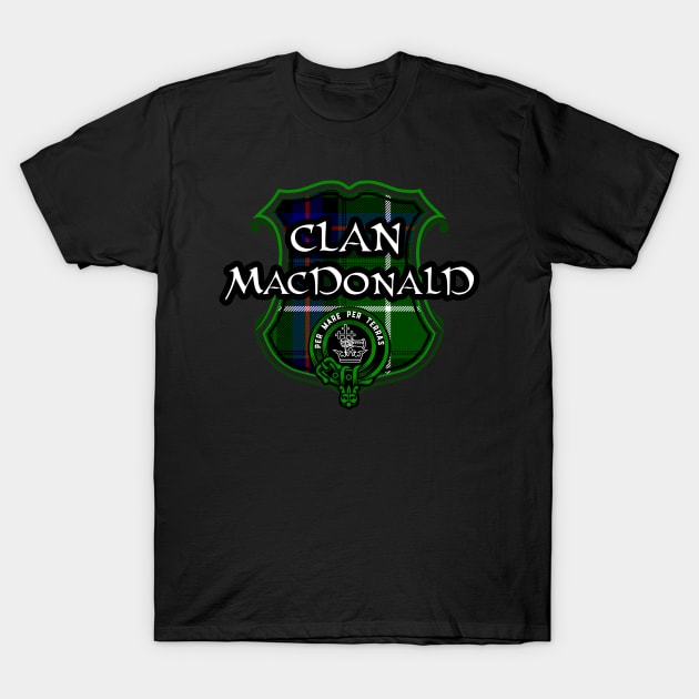 Clan MacDonald Surname Scottish Clan Tartan Crest Badge T-Shirt by Celtic Folk
